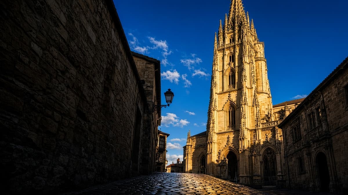 Ley de Segunda Oportunidad en Oviedo: calle del casco histórico con la catedral al fondo y 112.459,32 € exonerados